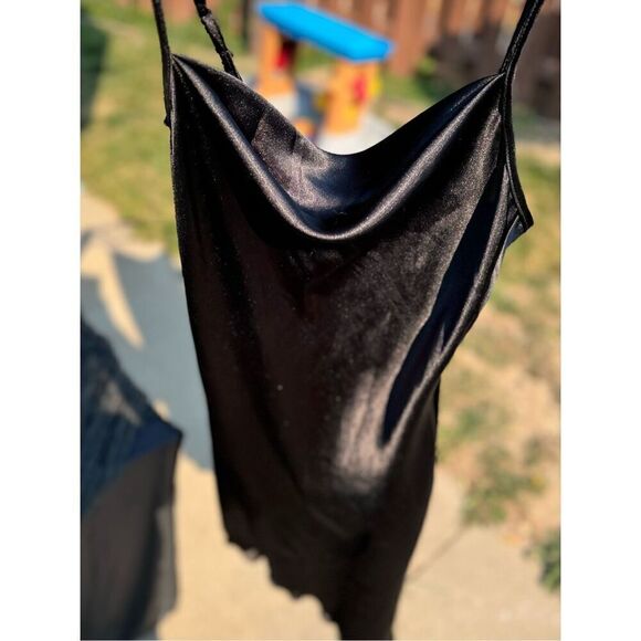 bebe long black slinky gown sz xs USA - Picture 10 of 13